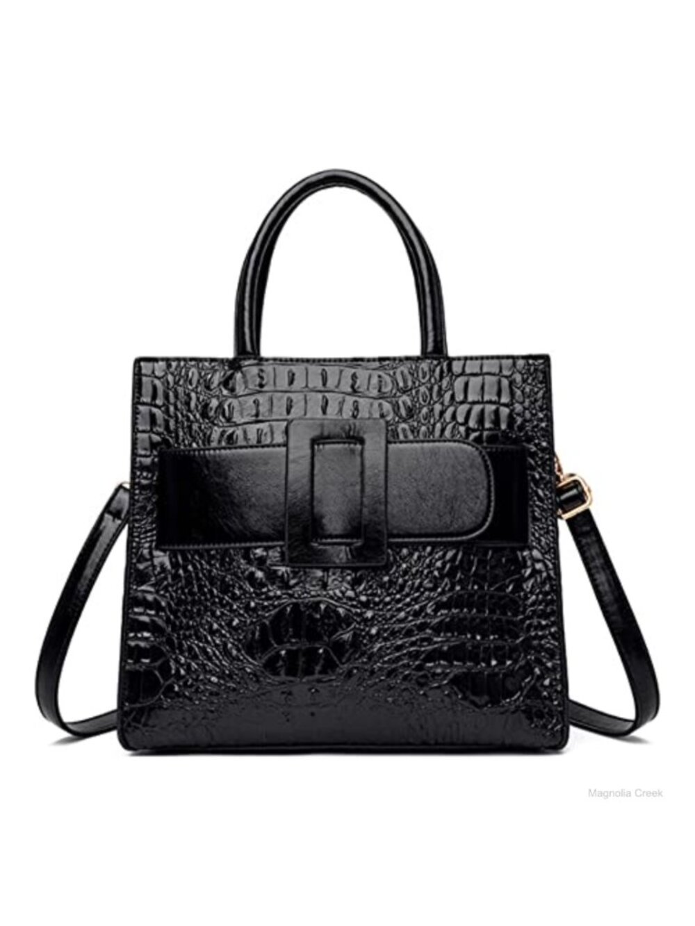 Vintage PU Crocodile Pattern Satchel Top-Handle Crossbody Tote Bag